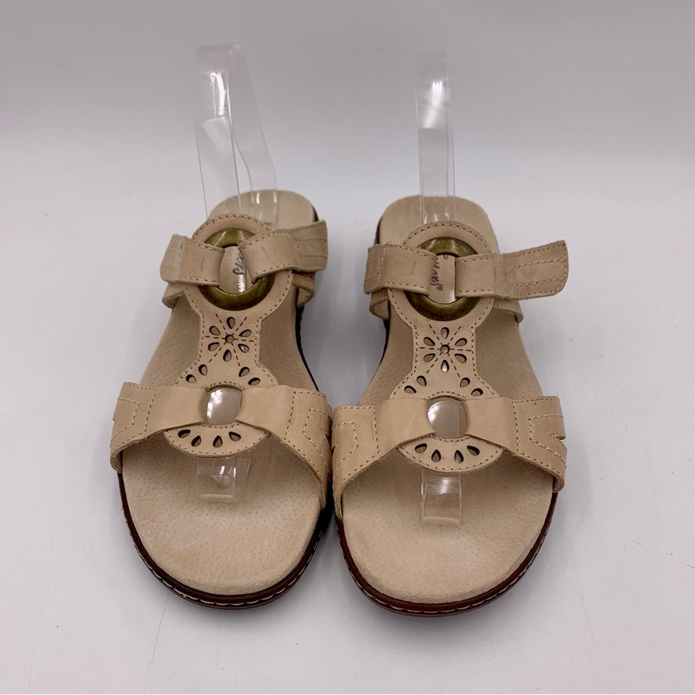 Trotters Sandals Tan Beige Women 8.5W Wide‎ Comfort Adjustable Straps EUC